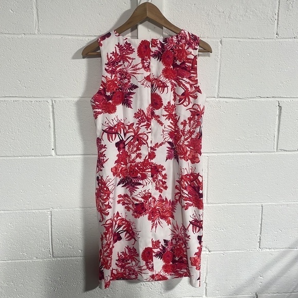 Mario Serrani Red| White Floral Sheath Dress Sz 8 - Picture 4 of 4